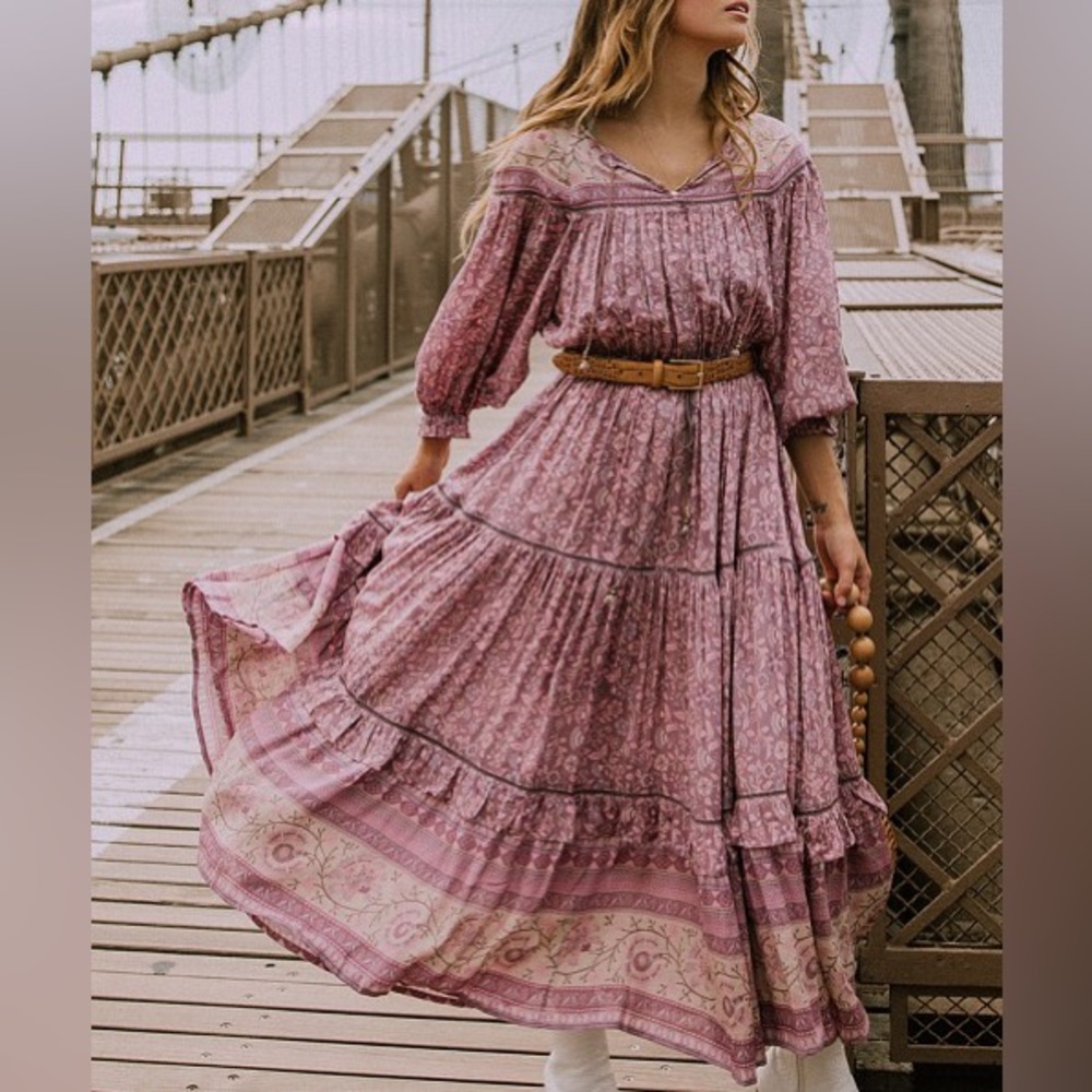 Spell & the Gypsy Collective Dahlia Gown Dress in Mulberry purple size XS